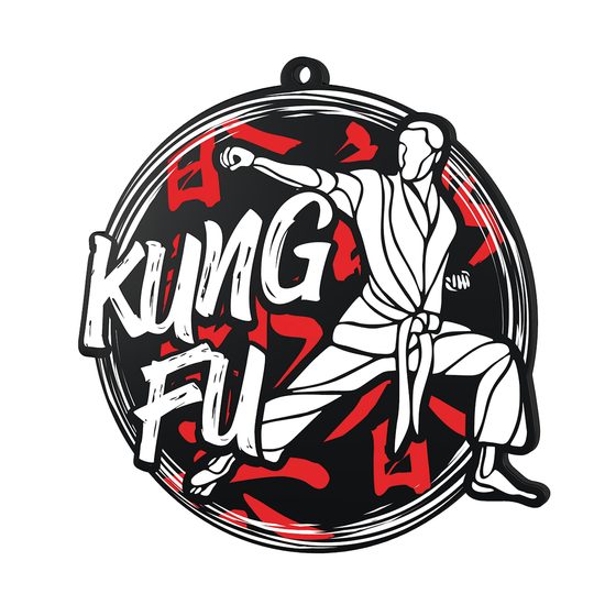 Pro Kung Fu Black Acrylic Medal
