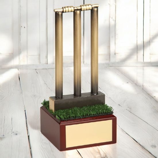 Leon Cricket Stumps Handmade Metal Trophy