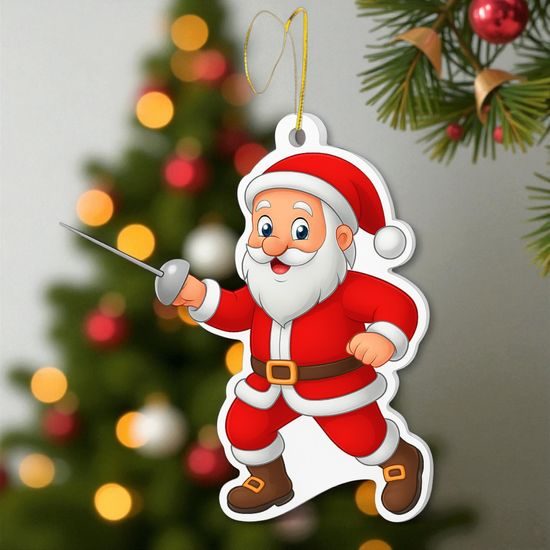 Jolly Santa Fencing Christmas Bauble