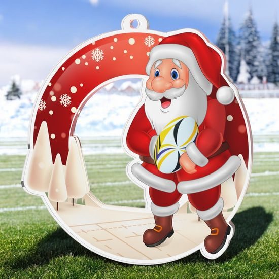 Snowy Father Christmas Rugby Medal