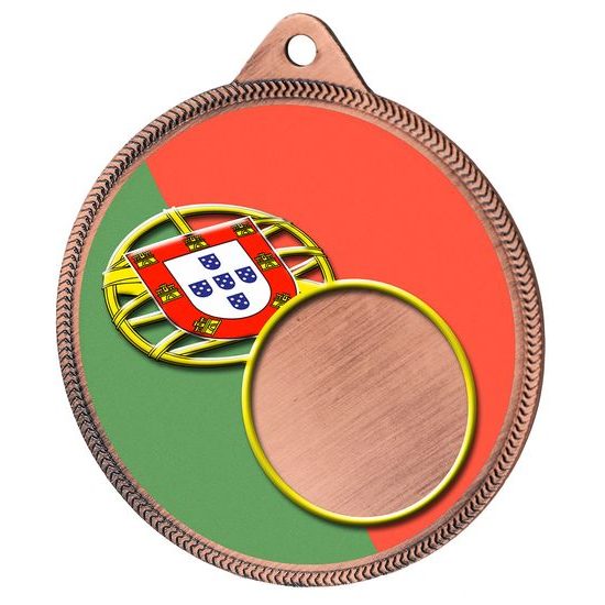 Portugal Flag Logo Insert Bronze 3D Printed Medal