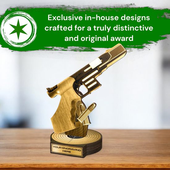 Grove Classic Pistol Shooting Real Wood Trophy