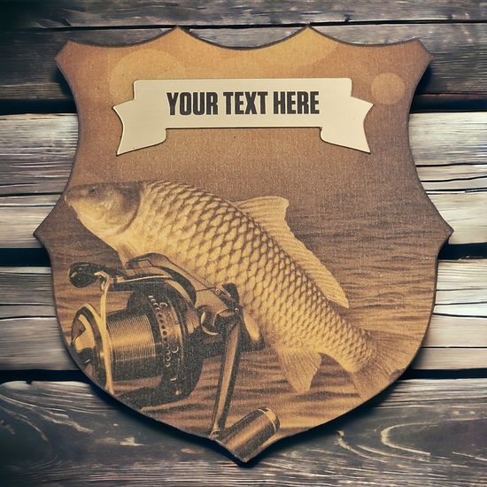 Heraldic Birchwood Fishing Sepia Shield
