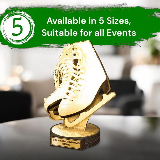 Grove Classic White Ice Skating Boot Real Wood Trophy