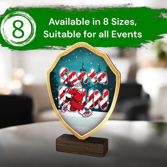 Arden Chestnut Santa Run Real Wood Shield Trophy