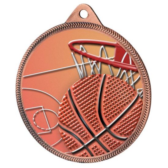 Basketball Colour Texture 3D Print Bronze Medal
