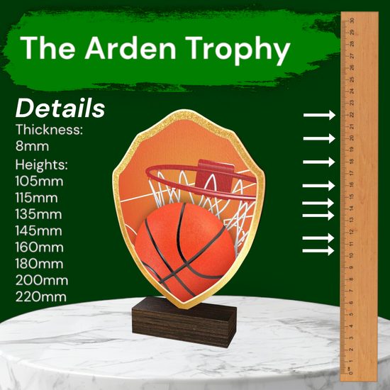 Arden Basketball Real Wood Shield Trophy