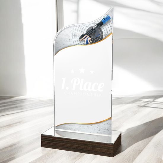 United Pistol Shooting Acrylic Wood Fusion Trophy