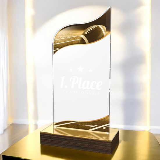 United American Football Acrylic Wood Fusion Trophy