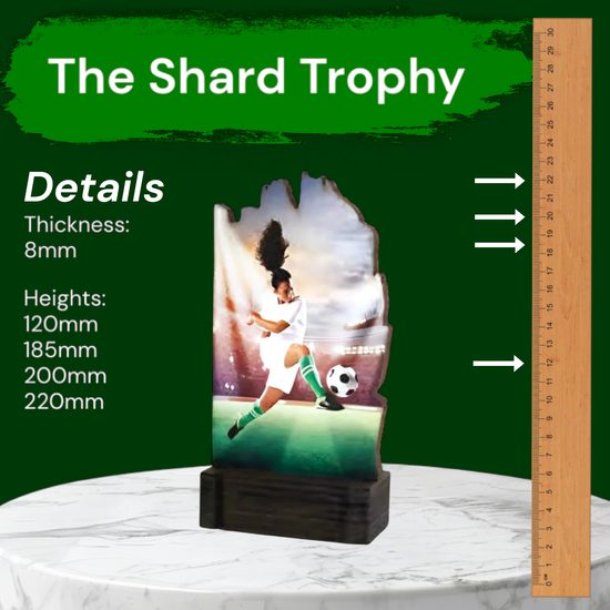 Shard Female Football Eco Friendly Wooden Trophy