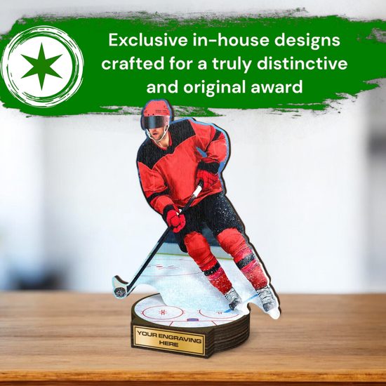 Grove Ice Hockey Player Real Wood Trophy