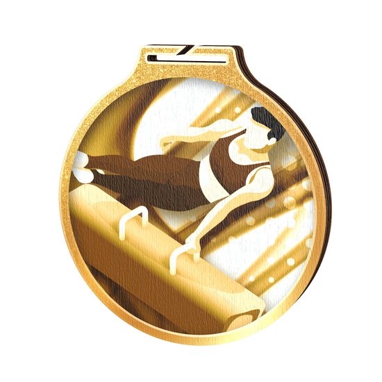 Habitat Classic Male Gymnastics Gold Eco Friendly Wooden Medal