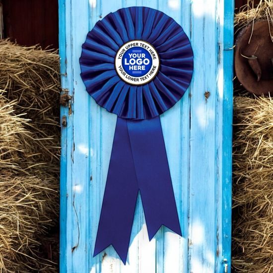 Blue Satin Feel Logo Rosette