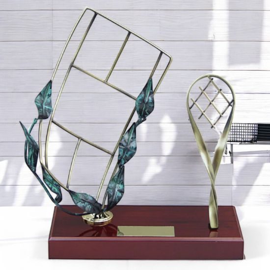 Aragon Tennis Racket and Court Handmade Metal Trophy