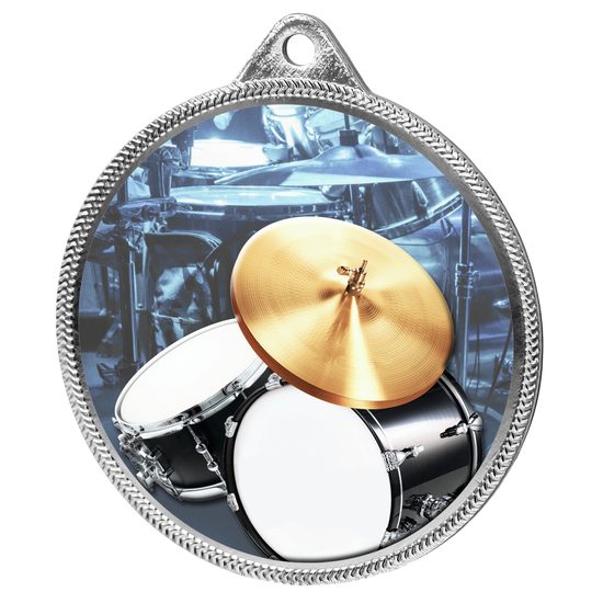 Drums Colour Texture 3D Print Silver Medal