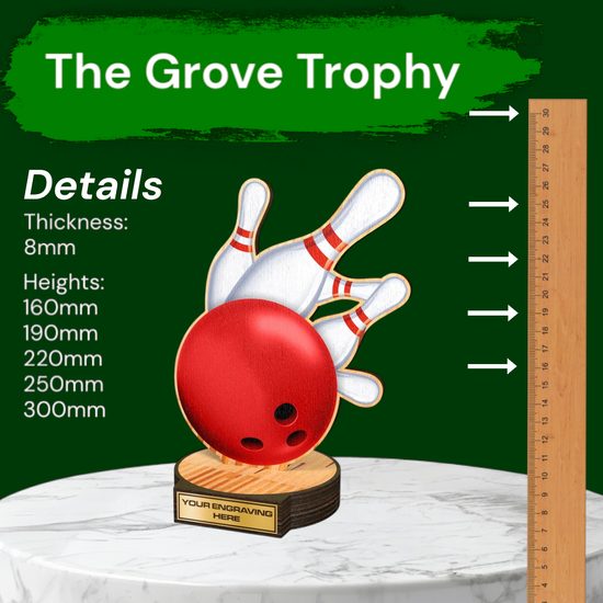 Grove Tenpin Bowling Real Wood Trophy