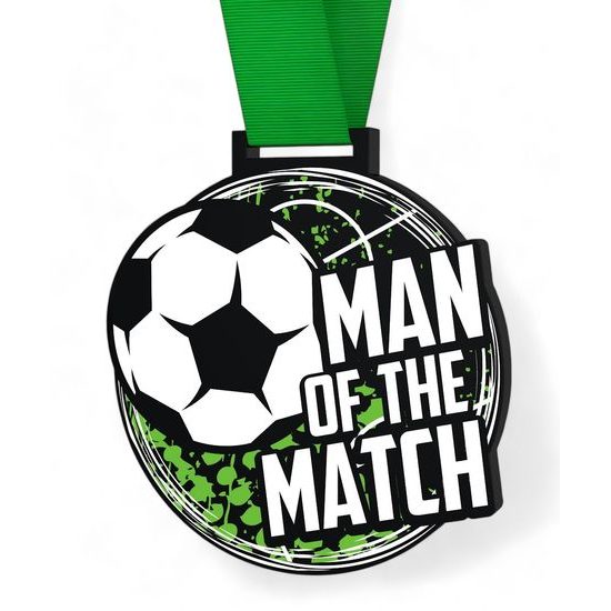 Giant Man of the Match Black Acrylic Football Medal