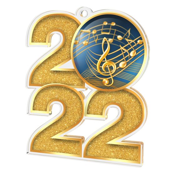 Music Notes 2022 Gold Acrylic Medal