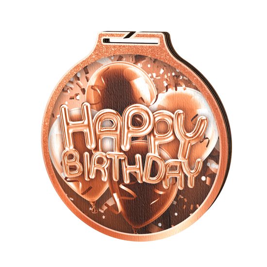 Habitat Classic Happy Birthday Bronze Eco Friendly Wooden Medal