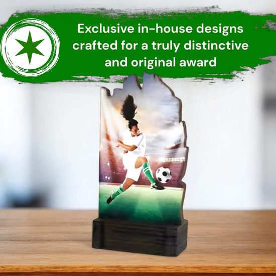 Shard Female Football Eco Friendly Wooden Trophy
