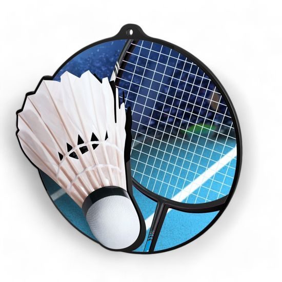 Rincon Colour Badminton Black Acrylic Medal