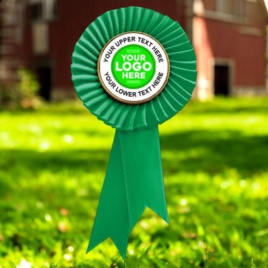 Mini Green Satin Feel Logo Rosette