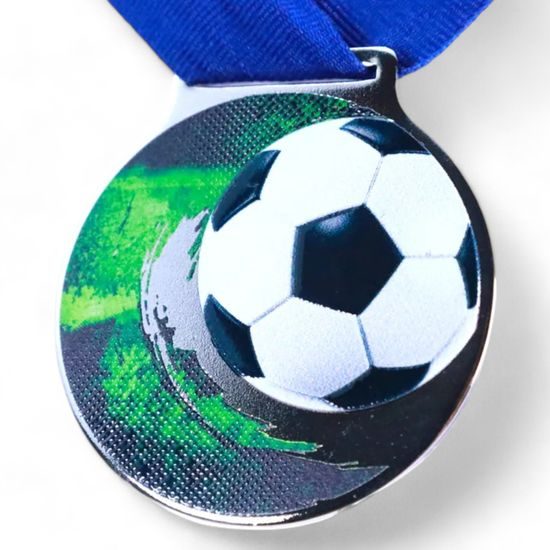 Vulcan Football Silver Texture Print Medal