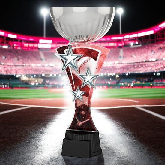 Triple Star Baseball Silver Trophy Cup