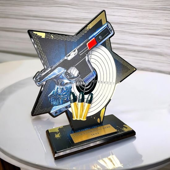 Liano Metal & Acrylic Star Pistol Shooting Trophy