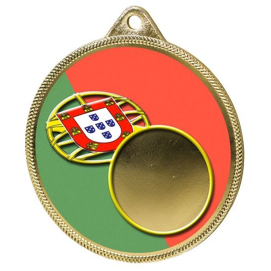 Portugal Flag Logo Insert Gold 3D Printed Medal