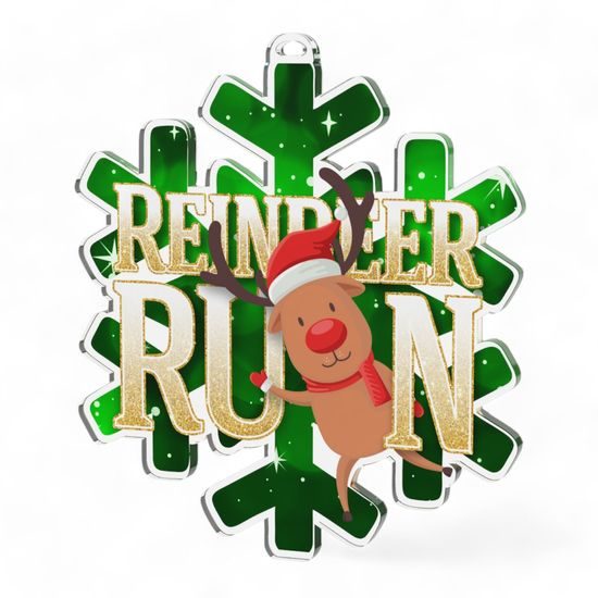 Christmas Reindeer Run Snowflake Medal