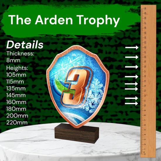 Arden 3rd Place Winter Real Wood Shield Trophy