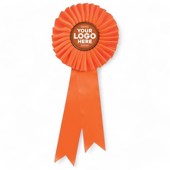 Orange Satin Feel Logo Rosette