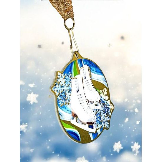 Aurum Ice Skating White Boot Stainless Steel Medal