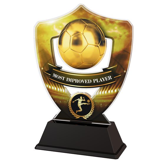 Gold Most Improved Player Football Shield Trophy