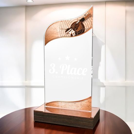 United Pistol Shooting Acrylic Wood Fusion Trophy