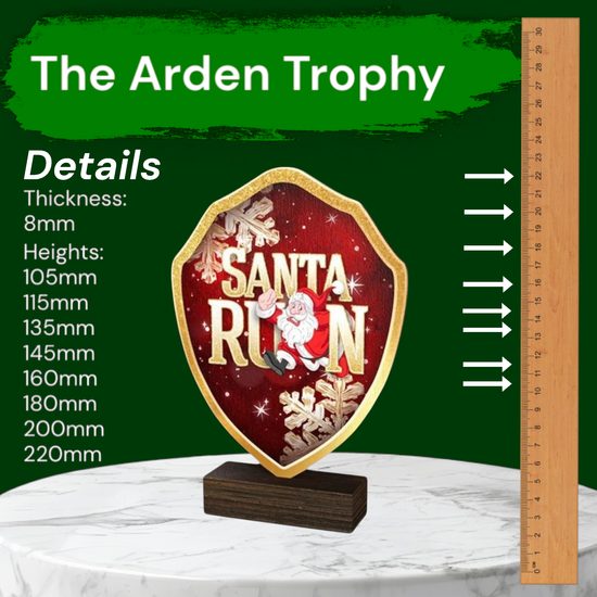 Arden Dasher Santa Run Real Wood Shield Trophy