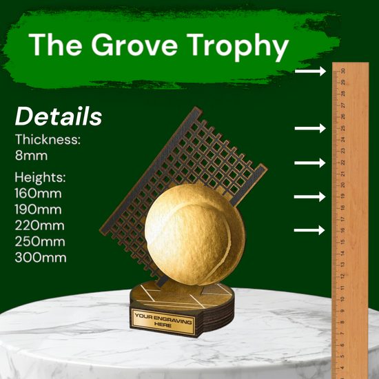 Grove Classic Tennis Ball Real Wood Trophy