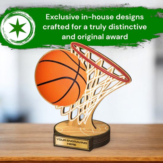 Grove Basketball Real Wood Trophy
