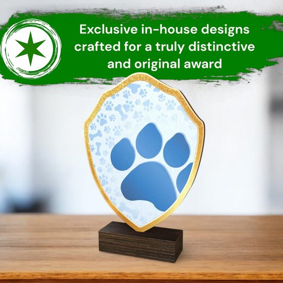 Arden Paw Print Real Wood Shield Trophy