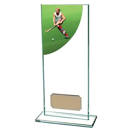 Colour Curve Jade Glass Field Hockey Trophy