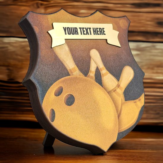 Heraldic Birchwood Tenpin Bowling Sepia Shield