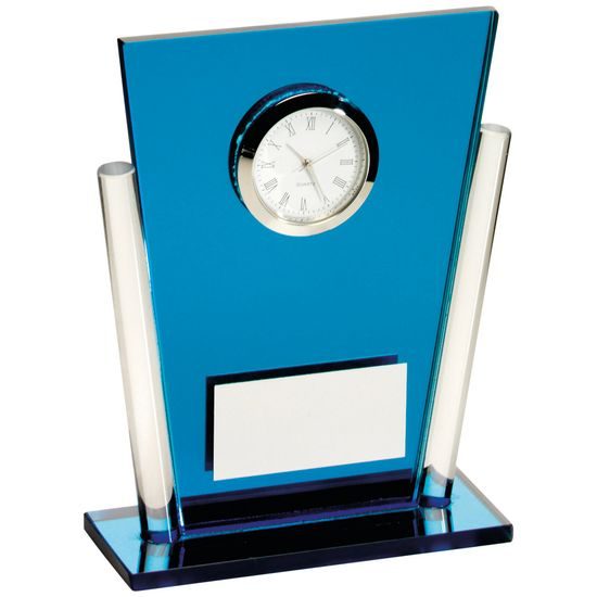 Blue Art Deco Glass Clock Award