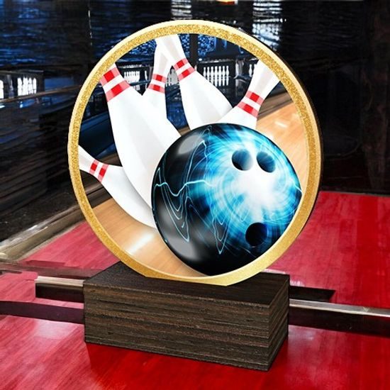 Holt Colour Tenpin Bowling Real Wood Trophy