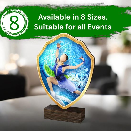 Arden Figure Skating Real Wood Shield Trophy
