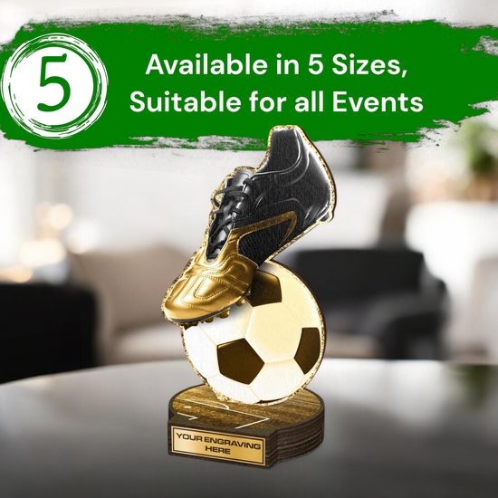 Grove Classic Football Ball & Boot Real Wood Trophy