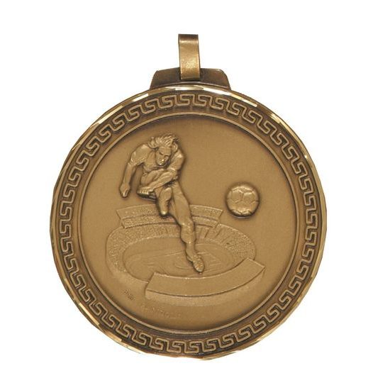 Diamond Edged Football Striker Large Bronze Medal