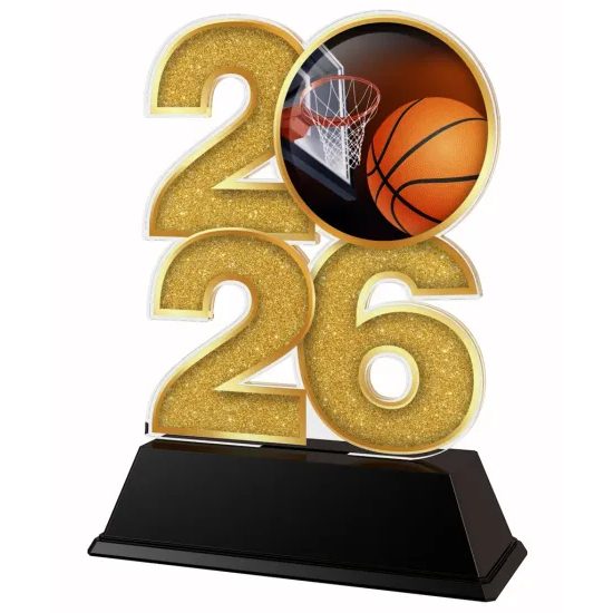 Basketball Year Trophy – Sports Award with Year Selection