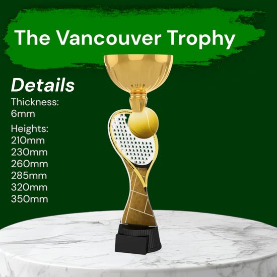 Vancouver Classic Tennis Racket and Ball Gold Cup Trophy