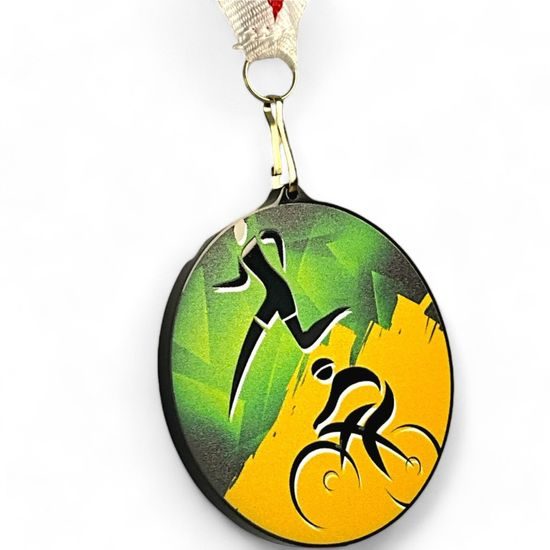 Rincon Colour Duathlon Black Acrylic Medal